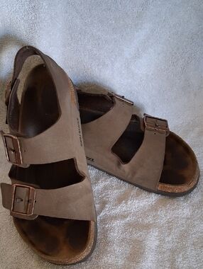 Birkenstock Brown Suede Two-Strap Sandals